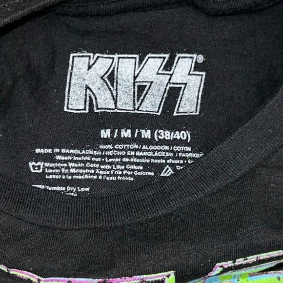 Unisex Kiss Psychedelic Destroyer Neon Short Sleeve Graphic T Shirt Size Medium - Picture 3 of 4